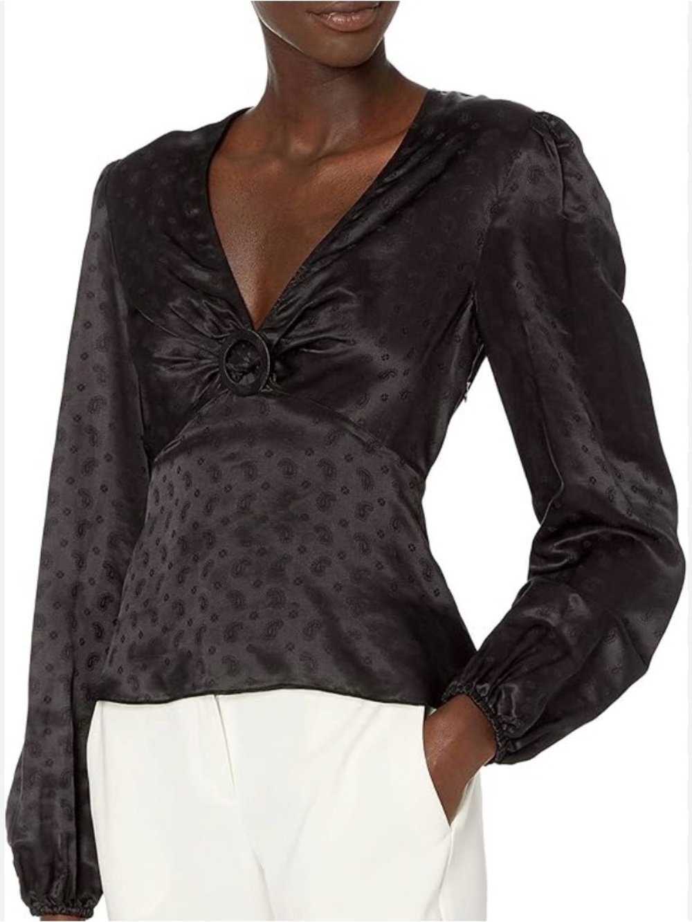 The Kooples Black Paisley Jacquard silk blouse with Tag
69% viscose
31% silk